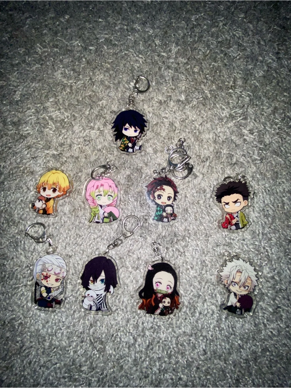 Anime Character Keychain Set - Pink, Black, Yellow & Multicolor Charms
